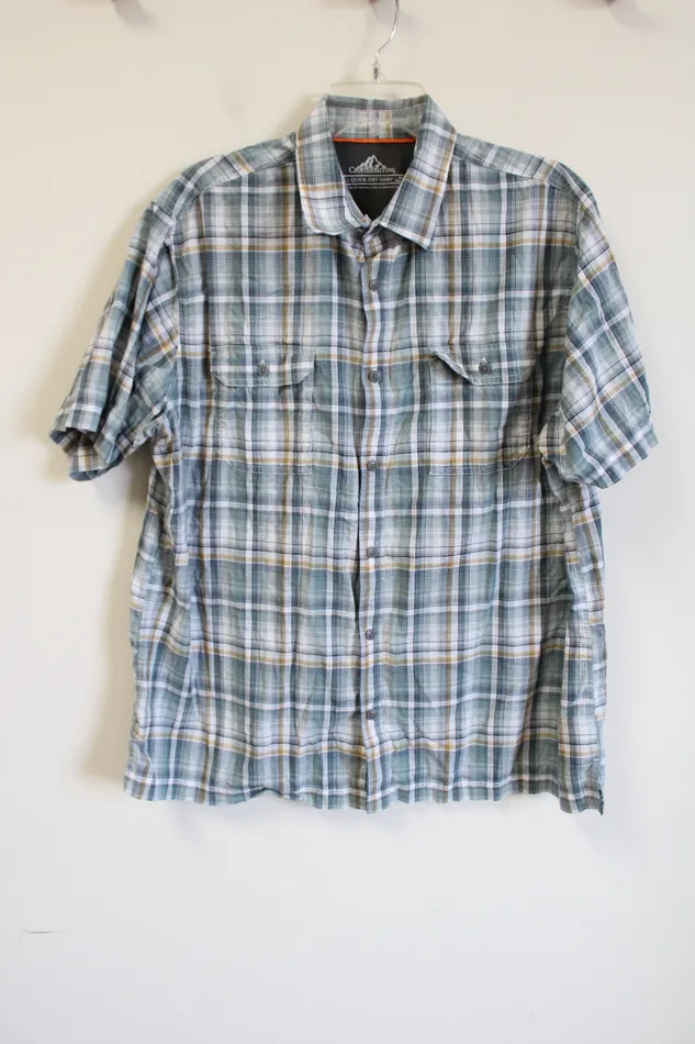 Croft Barrow Quick Dry Blue Plaid Shirt XL Croft Barrow Rings