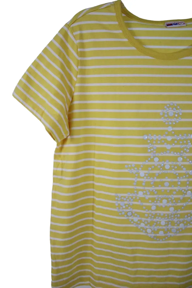 Earrings American Sweetheart American Sweetheart Yellow Striped Top L Petite
