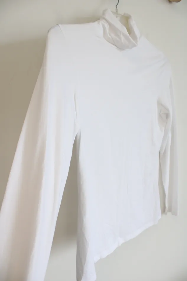 Earrings Lands End Lands End Solid Ivory Long Sleeved Turtleneck Top M 1012