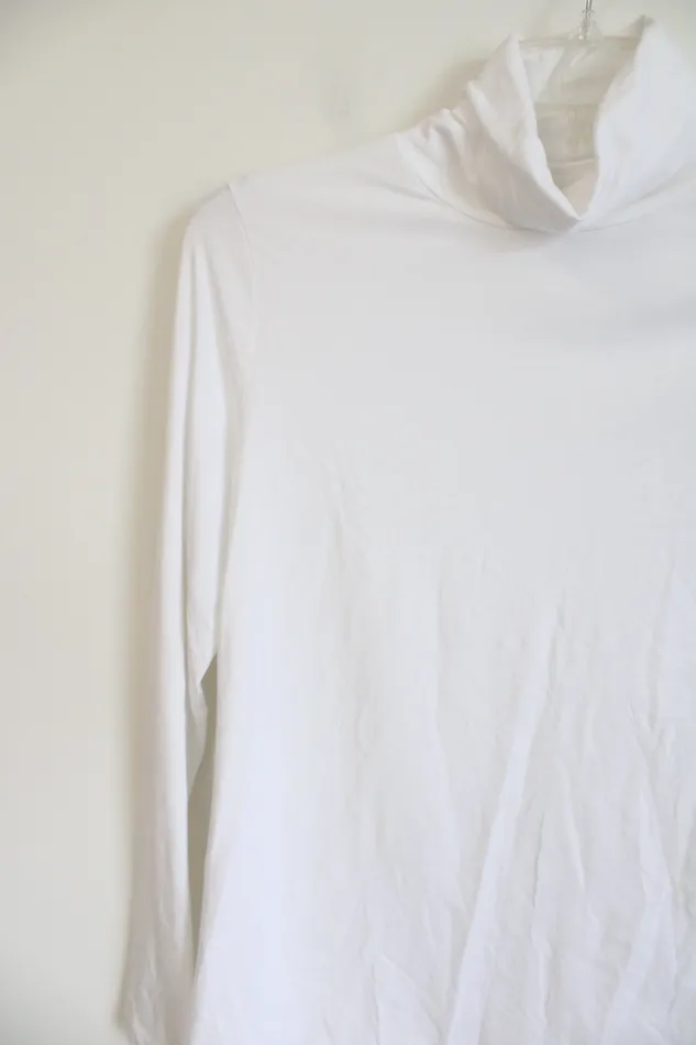 Earrings Lands End Lands End Solid Ivory Long Sleeved Turtleneck Top M 1012