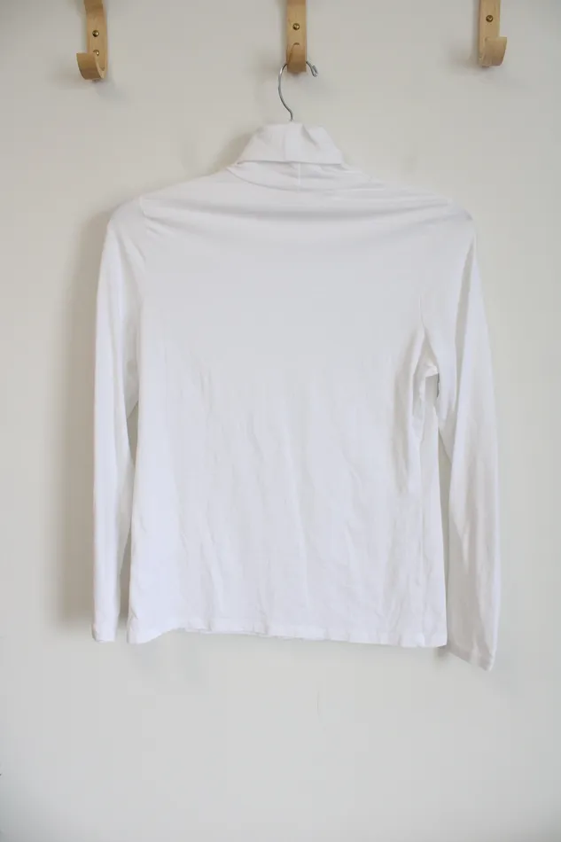 Earrings Lands End Lands End Solid Ivory Long Sleeved Turtleneck Top M 1012