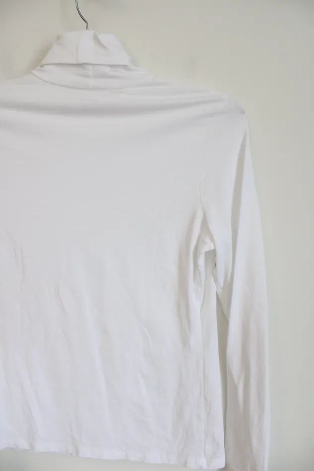 Earrings Lands End Lands End Solid Ivory Long Sleeved Turtleneck Top M 1012