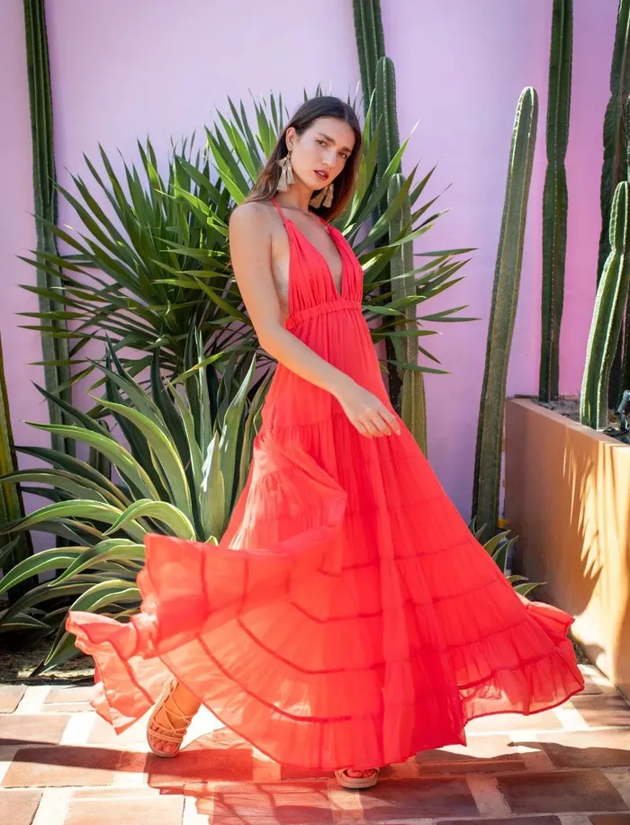Erika Pea Earrings LOLA BOHEMIAN HALTER MAXI DRESS