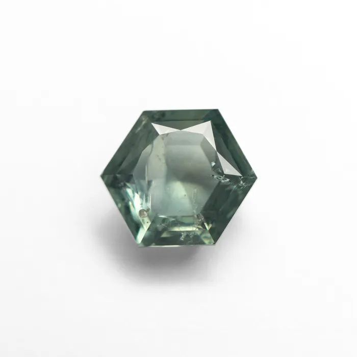 GreenTeal Step Cut Sapphire 261ct Hexagon Misfit Gems Rings