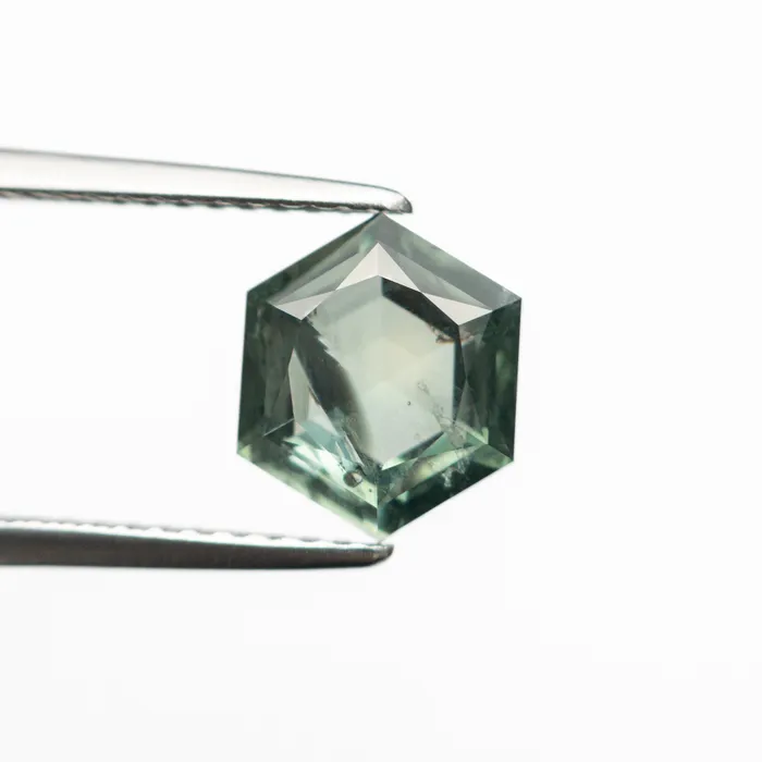 GreenTeal Step Cut Sapphire 261ct Hexagon Misfit Gems Rings