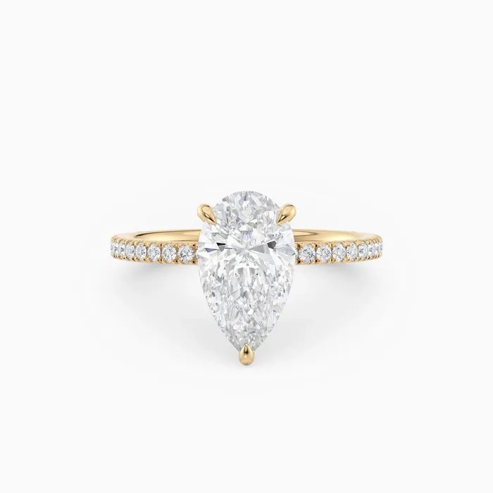 Honey Jewelry Co Rings Willow Pear Cut Hidden Halo Engagement Ring with Pave Band