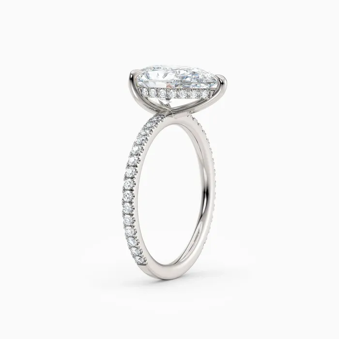Honey Jewelry Co Rings Willow Pear Cut Hidden Halo Engagement Ring with Pave Band