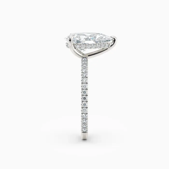 Honey Jewelry Co Rings Willow Pear Cut Hidden Halo Engagement Ring with Pave Band