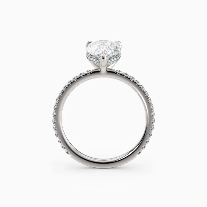 Honey Jewelry Co Rings Willow Pear Cut Hidden Halo Engagement Ring with Pave Band