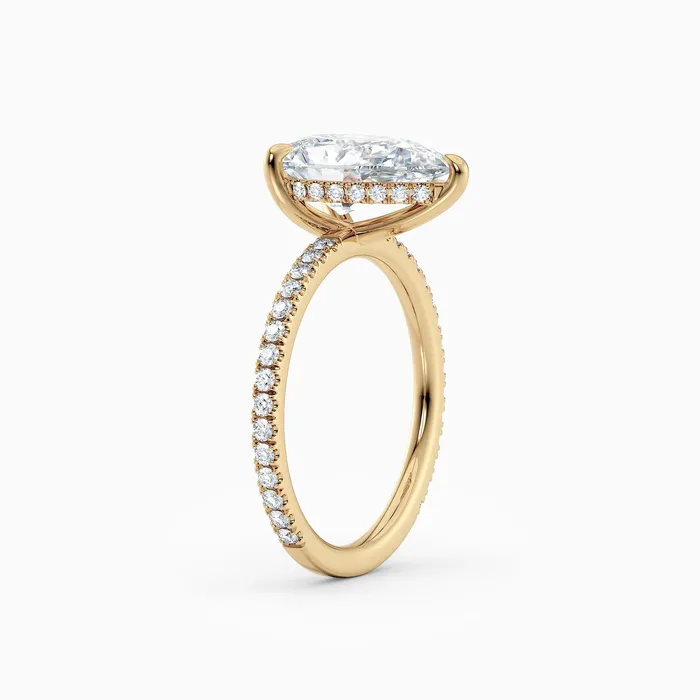 Honey Jewelry Co Rings Willow Pear Cut Hidden Halo Engagement Ring with Pave Band