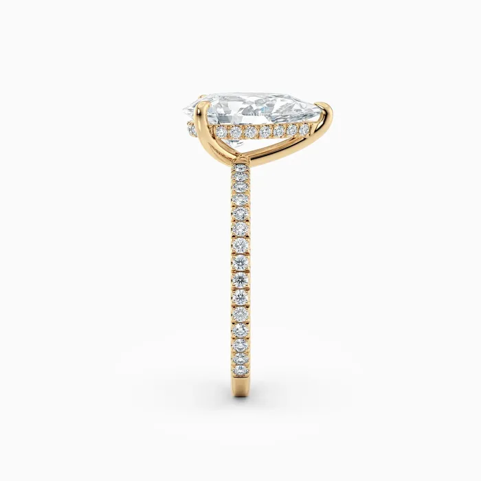 Honey Jewelry Co Rings Willow Pear Cut Hidden Halo Engagement Ring with Pave Band