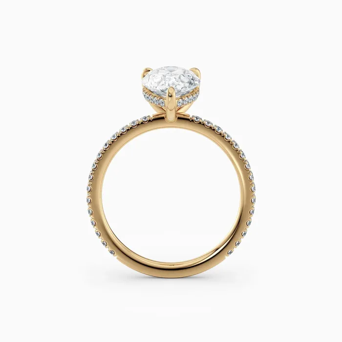 Honey Jewelry Co Rings Willow Pear Cut Hidden Halo Engagement Ring with Pave Band