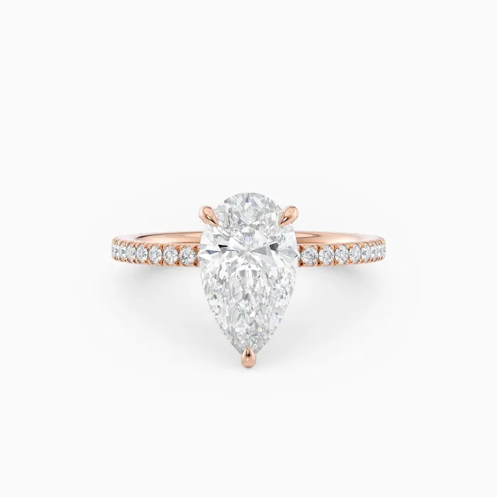 Honey Jewelry Co Rings Willow Pear Cut Hidden Halo Engagement Ring with Pave Band