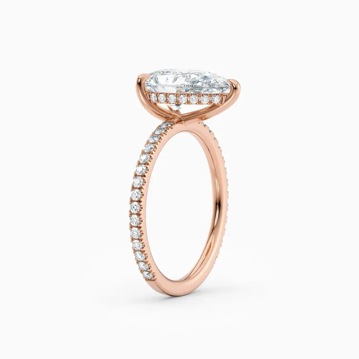 Honey Jewelry Co Rings Willow Pear Cut Hidden Halo Engagement Ring with Pave Band