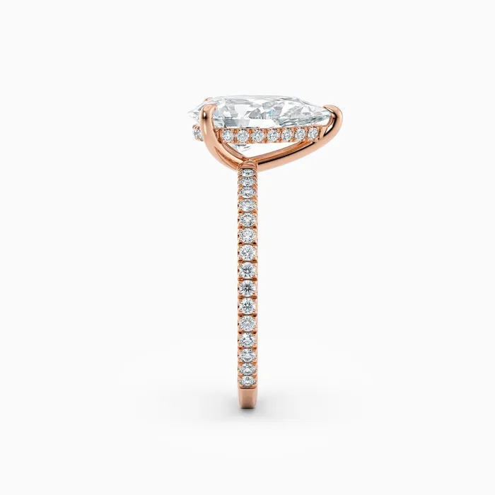 Honey Jewelry Co Rings Willow Pear Cut Hidden Halo Engagement Ring with Pave Band