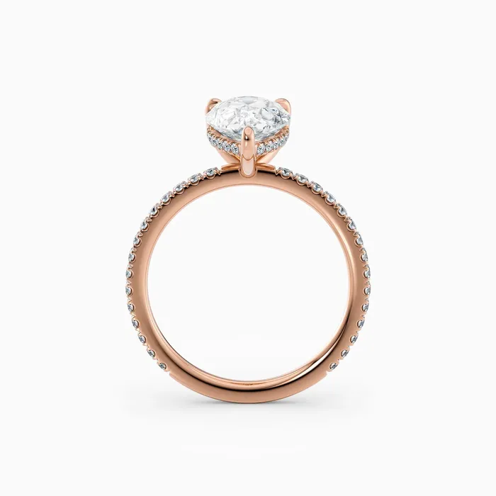 Honey Jewelry Co Rings Willow Pear Cut Hidden Halo Engagement Ring with Pave Band