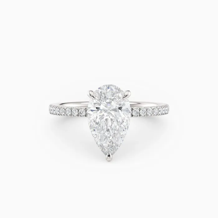 Honey Jewelry Co Rings Willow Pear Cut Hidden Halo Engagement Ring with Pave Band