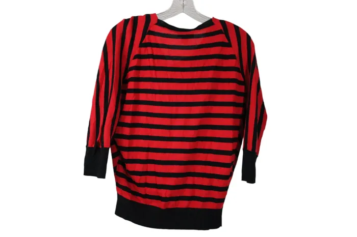 LOFT Red Black Striped Sweater S Petite Ann Taylor LOFT Rings