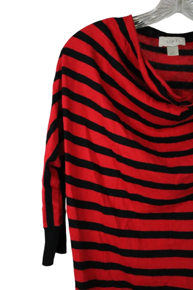 LOFT Red Black Striped Sweater S Petite Ann Taylor LOFT Rings