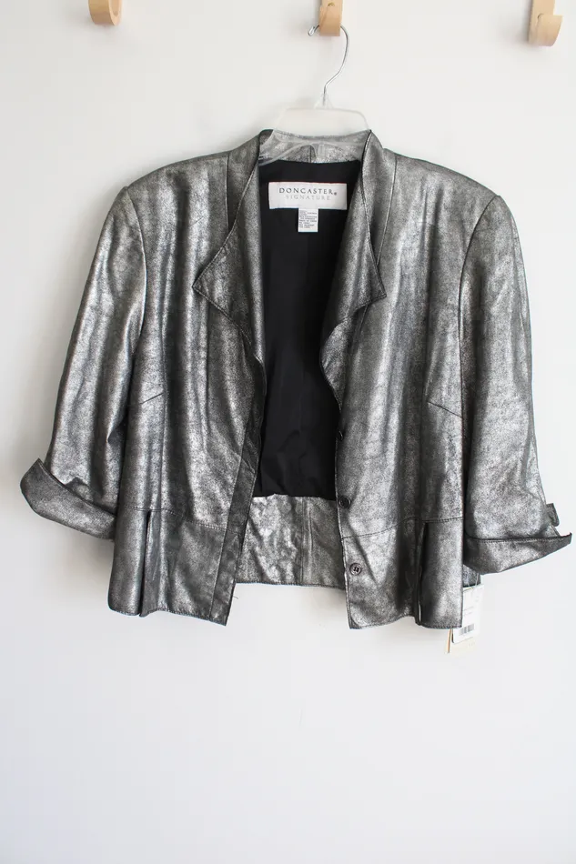 NEW Doncaster Signature Silver Leather Shell Blazer Cardigan 16 Doncaster Rings