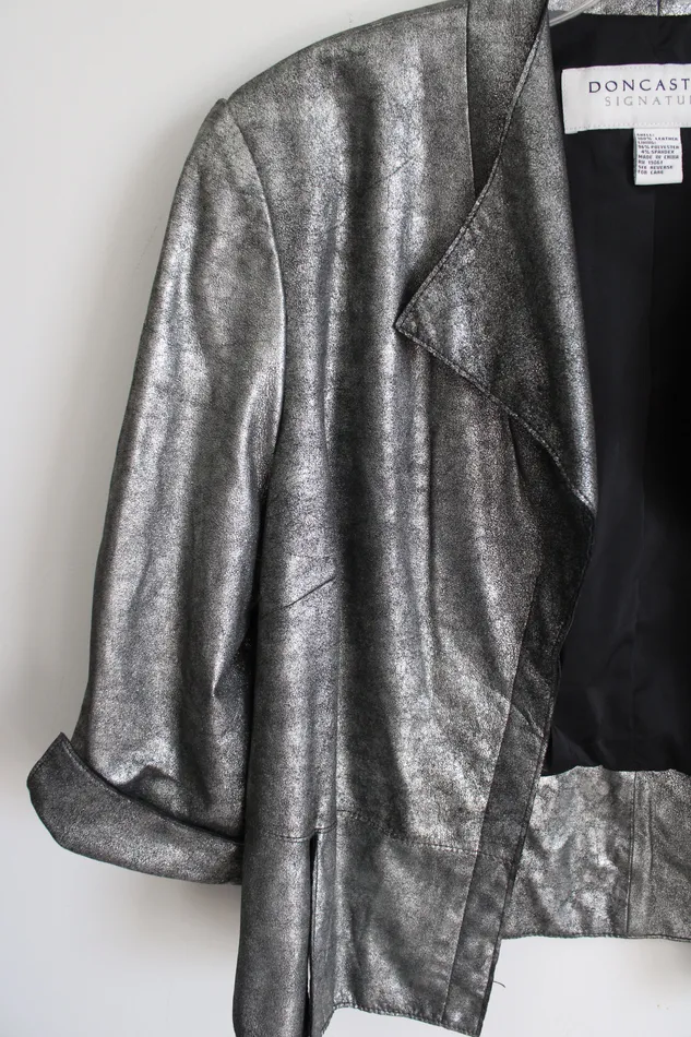 NEW Doncaster Signature Silver Leather Shell Blazer Cardigan 16 Doncaster Rings