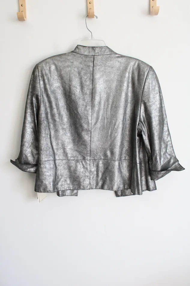 NEW Doncaster Signature Silver Leather Shell Blazer Cardigan 16 Doncaster Rings