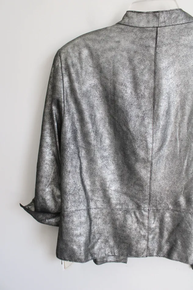 NEW Doncaster Signature Silver Leather Shell Blazer Cardigan 16 Doncaster Rings