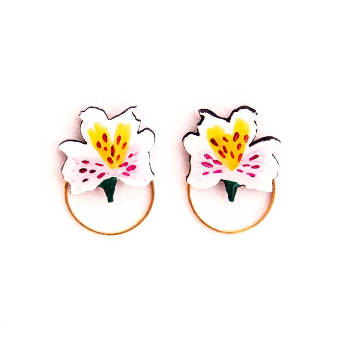 NUEZ MOSCADA Earrings Astromelia Wood Stud Earrings