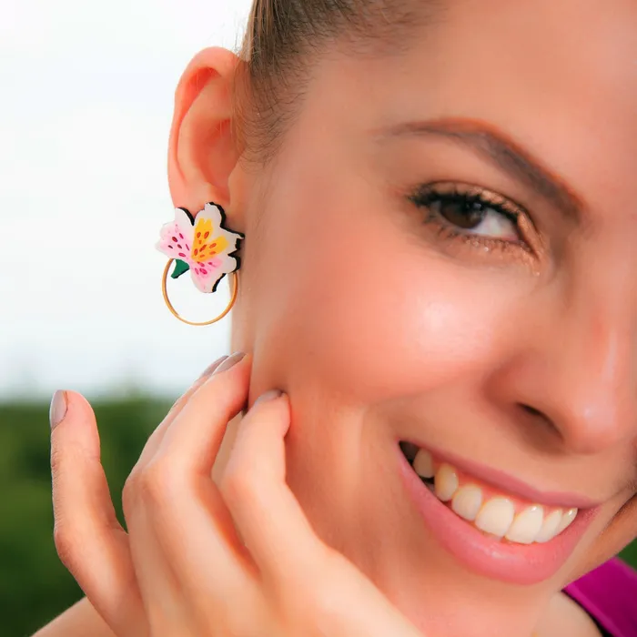 NUEZ MOSCADA Earrings Astromelia Wood Stud Earrings