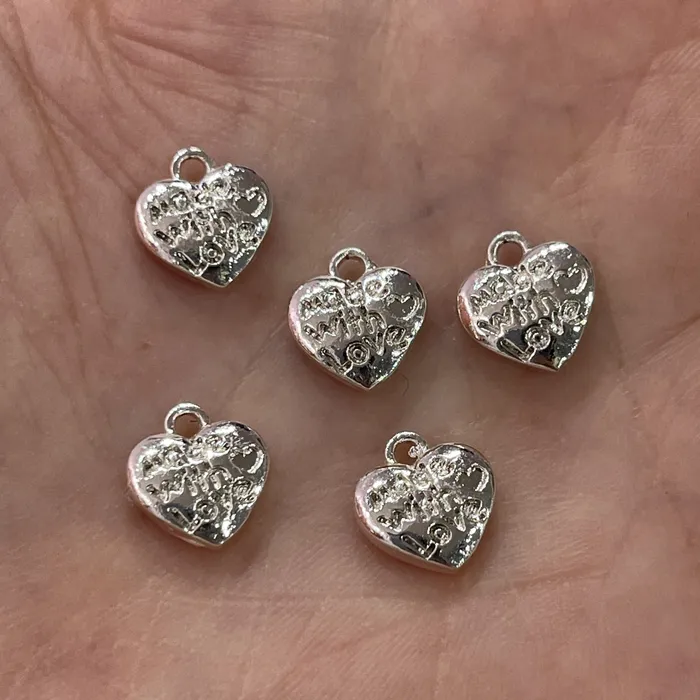 Peppy Beads Necklaces Made With Love Heart Charms Silver Plated 10mm Made With Love Heart Charms 10 pcs in a pack Peppy Beads Necklaces Made With Love Heart Charms Silver Plated 10mm Made With Love Heart Charms 10 pcs in a pack