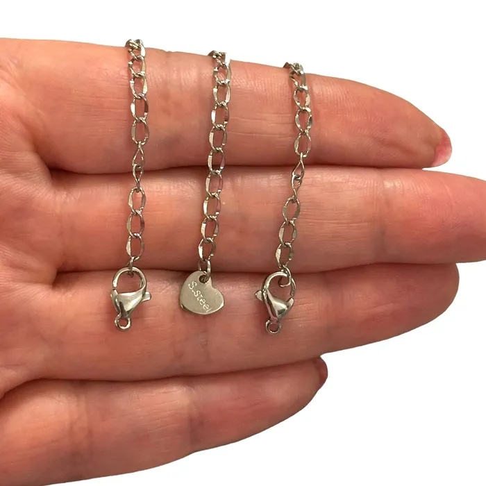 Peppy Beads Necklaces Waterproof Stainless Steel 2 Inch Chain Extender With Lobster Clasp and Heart Tag Peppy Beads Necklaces Waterproof Stainless Steel 2 Inch Chain Extender With Lobster Clasp and Heart Tag