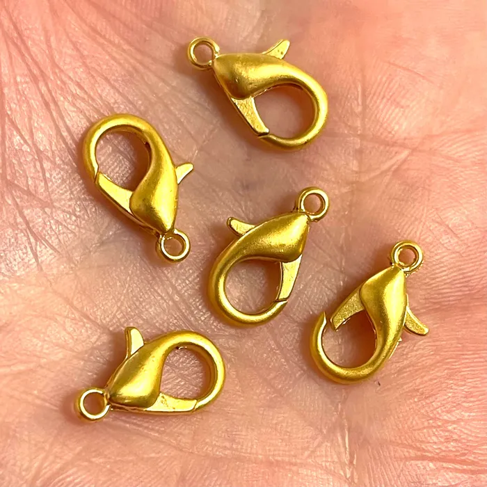 Peppy Beads PreStyled Sets 24Kt Matte Gold Plated Lobster Clasps 16mm x 10mm 504 Brass Lobster Claw Clasp