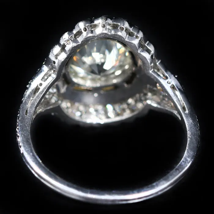 Rings Heirloom Jewelers Art Deco GIA 215 Carat Old European Cut Diamond and Black Enamel Engagement Ring