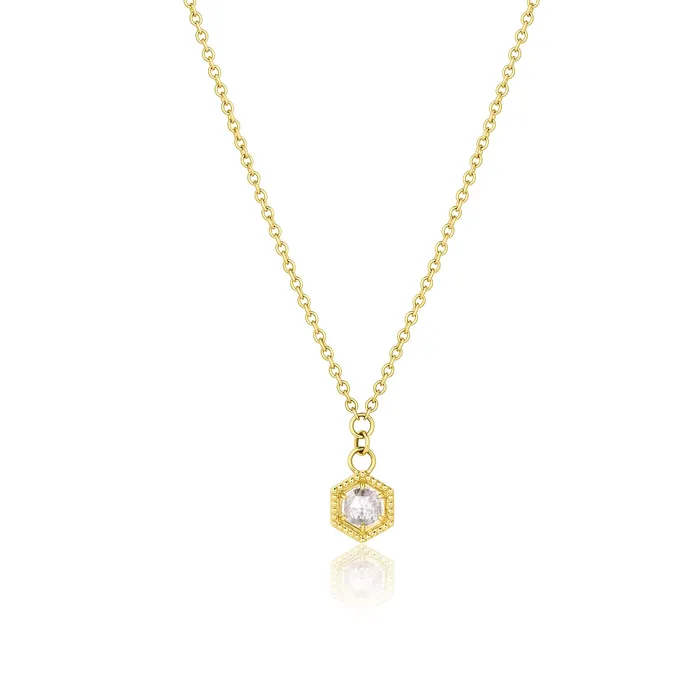Rose Cut Diamond Hexagon Drop Necklace 6mm Consider the Wldflwrs Necklaces Rose Cut Diamond Hexagon Drop Necklace 6mm Consider the Wldflwrs Necklaces