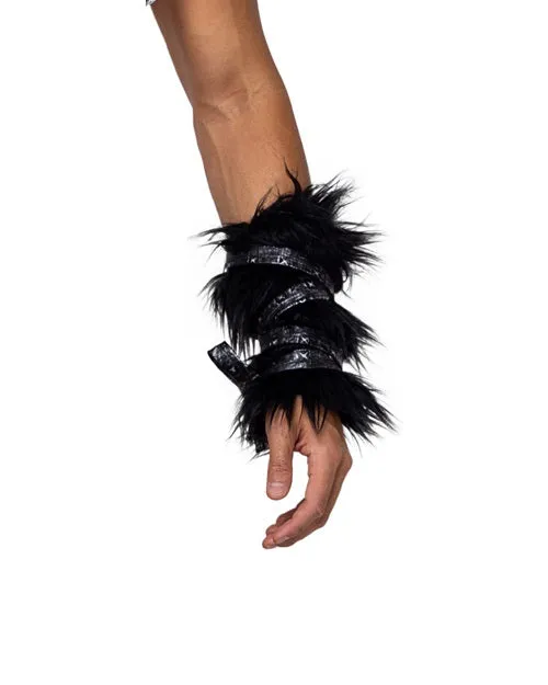 6171 Pair of Black Faux Fur Cuffs Roma Costume Inc Necklaces