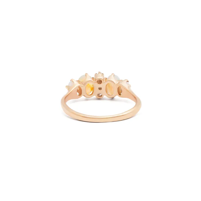 Antique Rings Victorian Opal and Rose Cut Diamond 12k Gold Ring