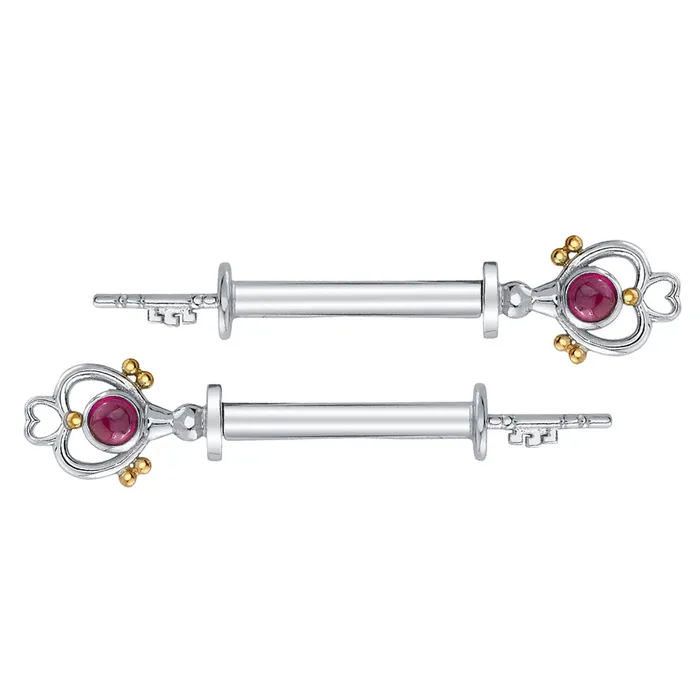 Body Vision BVLA Earrings Pluto Forward Facing Nipple Barbells in Gold with Ruby Body Vision BVLA Earrings Pluto Forward Facing Nipple Barbells in Gold with Ruby