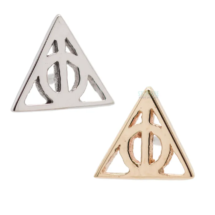 Body Vision BVLA threadless Deathly Hallows Pin in Gold Earrings