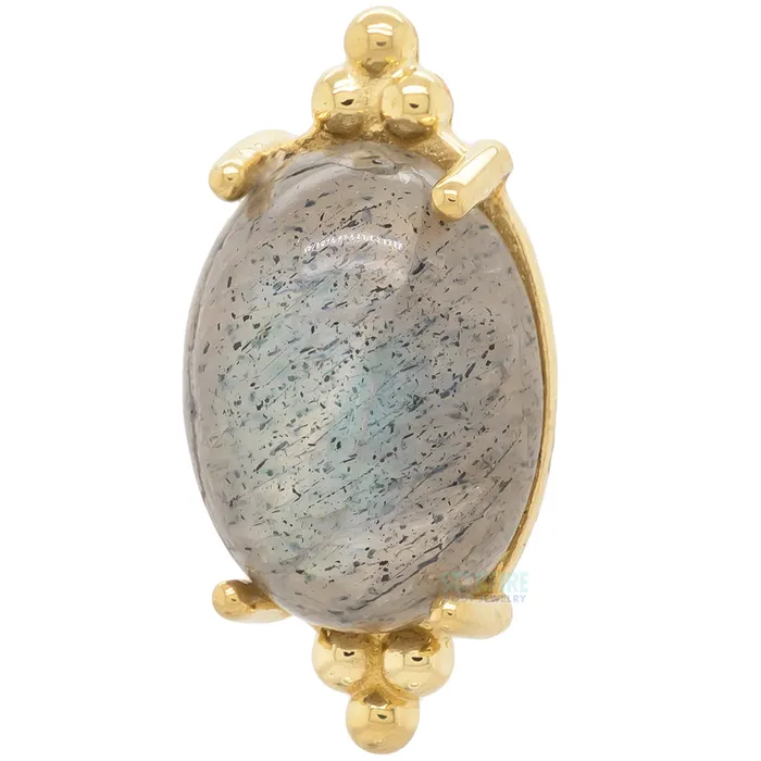 Earrings Anatometal FaraTa Threaded End in Gold with Oval Labradorite Cabochon