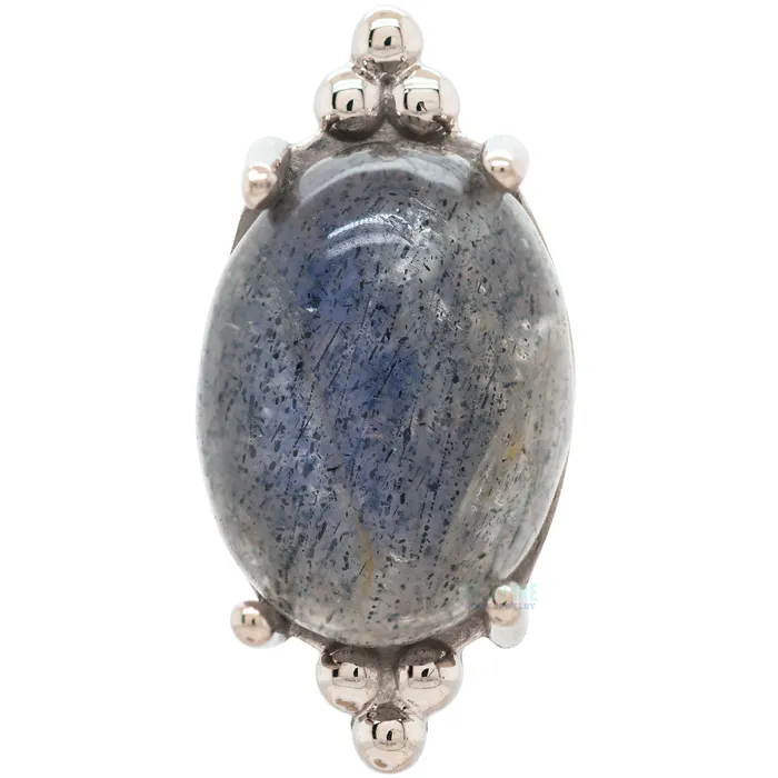 Earrings Anatometal FaraTa Threaded End in Gold with Oval Labradorite Cabochon