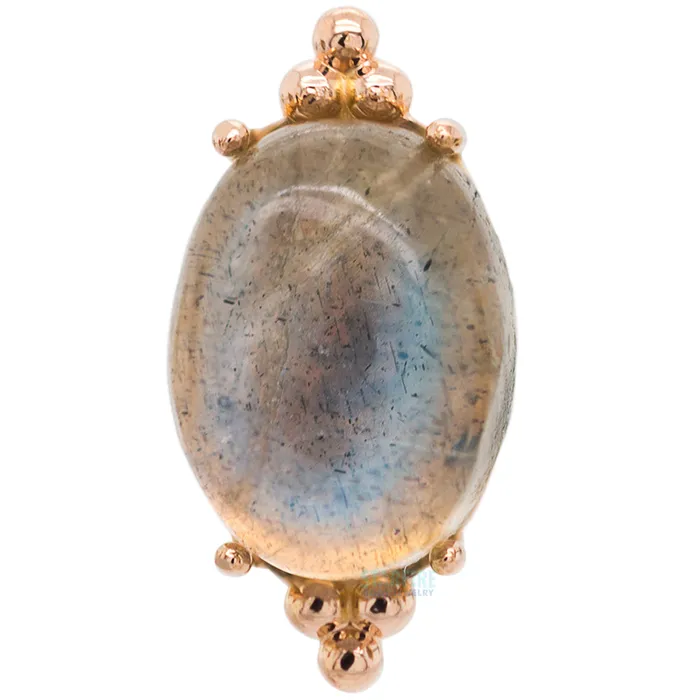 Earrings Anatometal FaraTa Threaded End in Gold with Oval Labradorite Cabochon