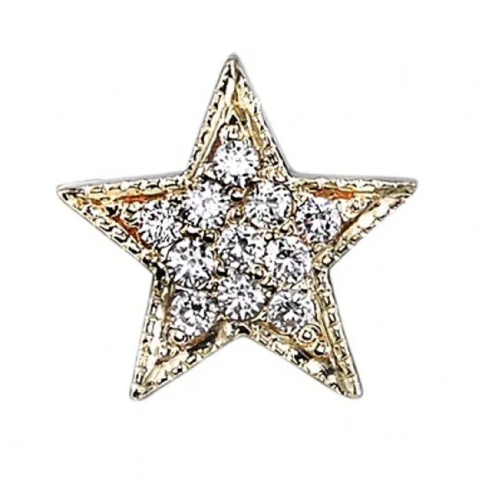 Earrings Body Vision BVLA Micro Pave Star Threaded End in Gold with DIAMONDS