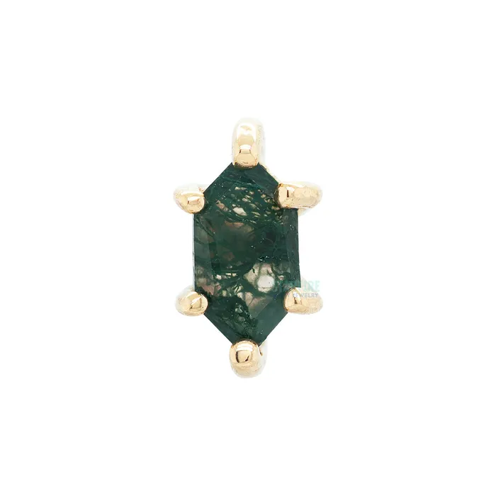 Earrings Buddha Jewelry Organics threadless Oh Hell Yes End in Gold with Moss Agate