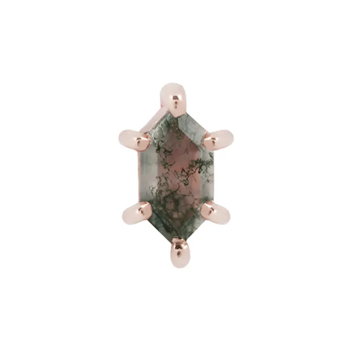 Earrings Buddha Jewelry Organics threadless Oh Hell Yes End in Gold with Moss Agate