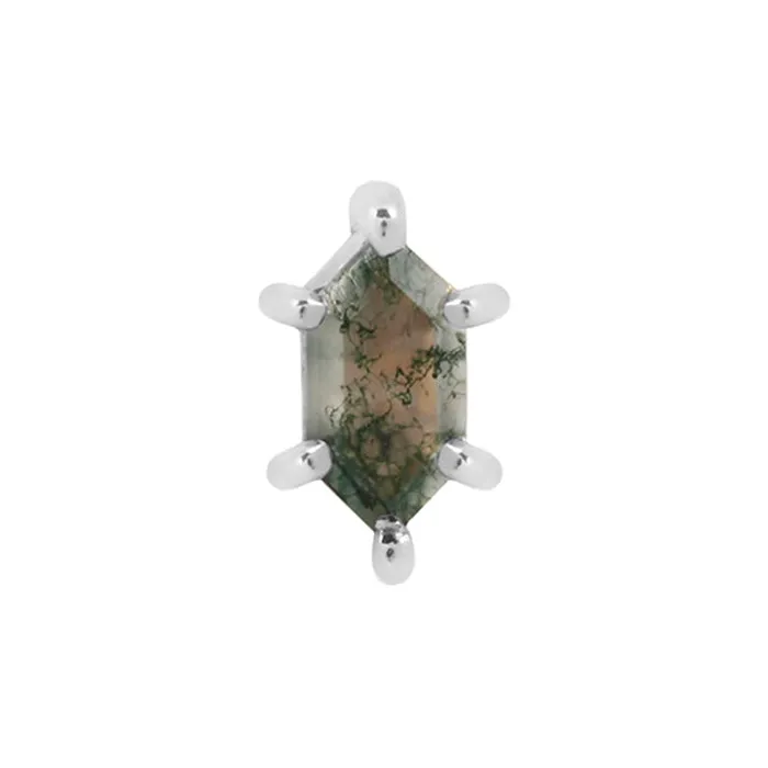 Earrings Buddha Jewelry Organics threadless Oh Hell Yes End in Gold with Moss Agate