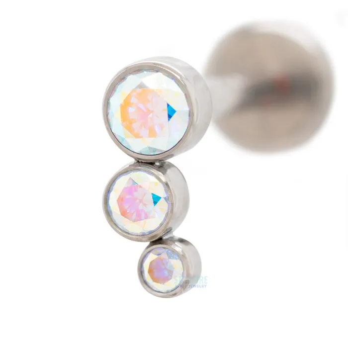 Earrings LeRoi 3T C Bijoux Faceted Gem Bezel Cluster on Flatback