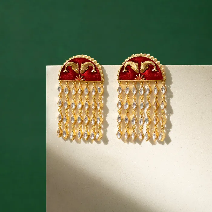 Earrings Teejh Choli ke Peeche Maroon Art Earrings