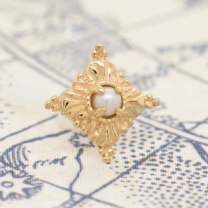 Earrings threadless Antoinette End in Gold with Pearl Buddha Jewelry Organics
