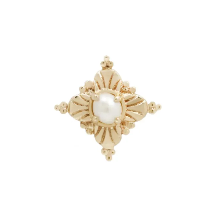 Earrings threadless Antoinette End in Gold with Pearl Buddha Jewelry Organics