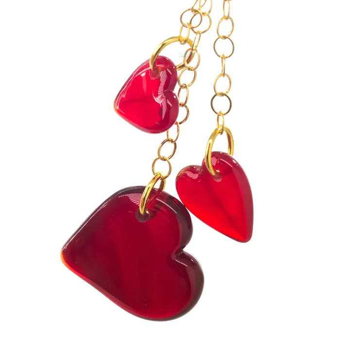 Gorilla Glass Earrings Dangling Hearts in Glass